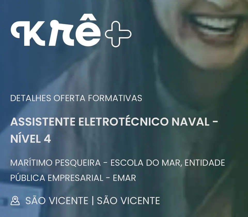 Captura de ecrã da página da Kre+ para Assistente Eletrotécnico Naval — Nível 4